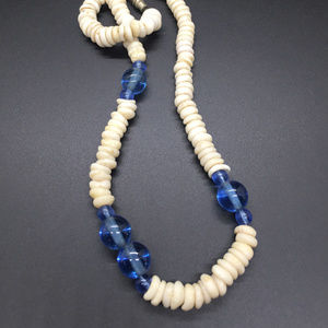 Vintage Puka Shell Necklace Sapphire-Blue Beads
